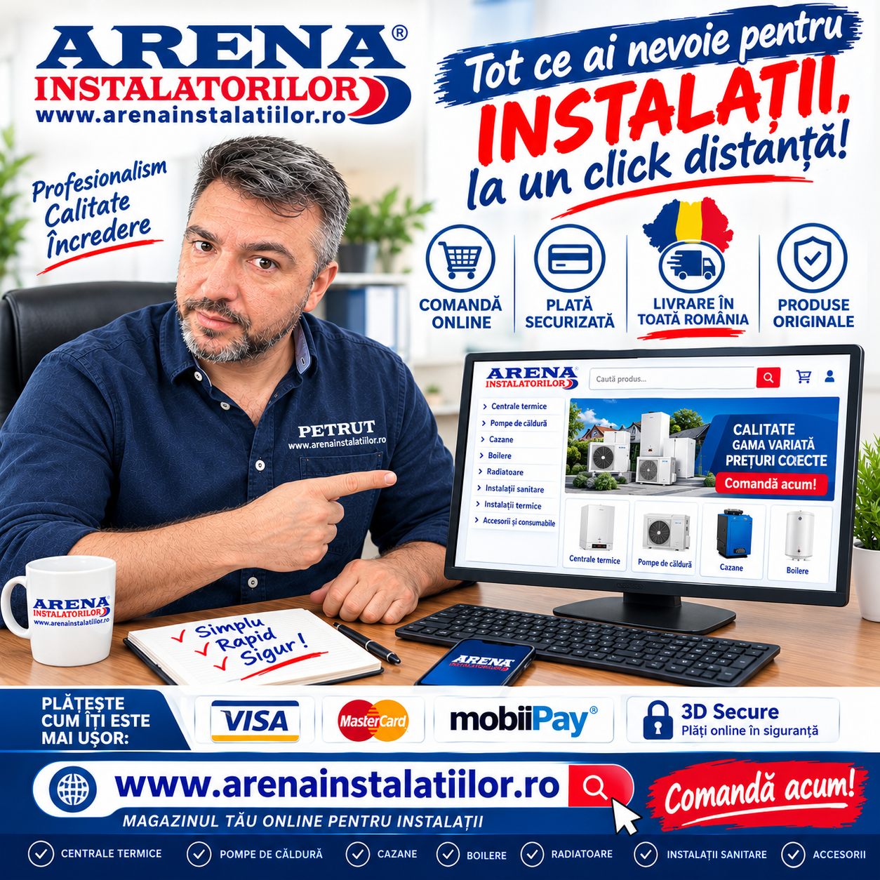 PLATA CU CARDUL WWW.ARENAINSTALATIILOR.RO