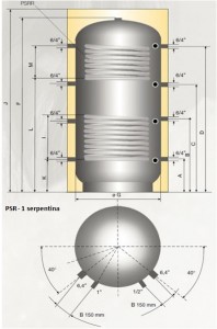 Poza Puffer cu 2 serpentine - acumulator apa calda - Austria Email PSRR - dimensiuni