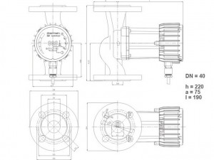 Poza Dimensiuni Pompa cu turatie variabila IMP PUMPS NMT SMART 40/100 F