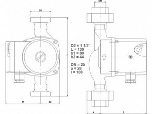 Poza Dimensiuni Pompa de circulatie IMP PUMPS ACM SAN 25/40-130