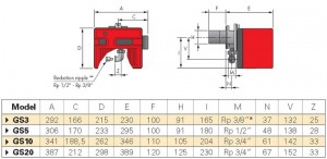 Poza Dimensiuni Arzator gaz Riello 40 GS20