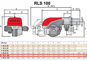 Poza Dimensiuni Arzator mixt Riello RLS 100 - 349-1163 kW