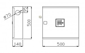 Poza Dimensiuni Cutie hidrant interior AURAS LT C52 cu usa cu sticla - inox - complet echipata