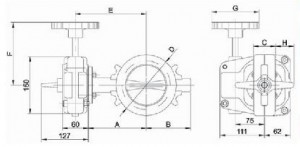 Poza Schema Robinet fluture pentru ACS tip wafer PN16 DN100