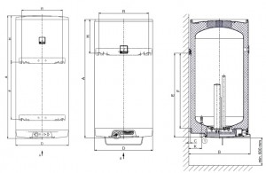 Poza Dimensiuni Boiler electric vertical DRAZICE OKCE80 - 80 litri