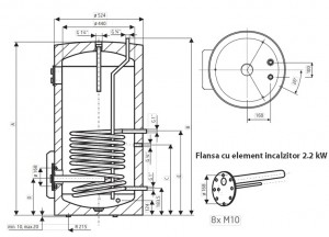 Poza Dimensiuni Boiler termoelectric de sol DRAZICE OKCE 100 NTR / 2.2 kW - 100 litri