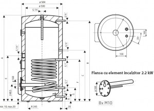 Poza Dimensiuni Boiler termoelectric de sol DRAZICE OKCE 200 NTR / 2.2 kW - 200 litri