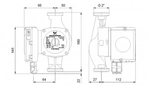 Poza Dimensiuni Pompa de circulatie Grundfos UPS2 32/80 180 mm