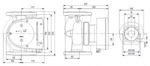 Poza Dimensiuni Pompa de circulatie Grundfos MAGNA1 32-80 F 220 PN6/10