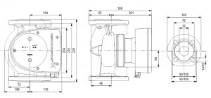 Poza Dimensiuni Pompa de circulatie Grundfos MAGNA1 32-120 F 220 PN6/10