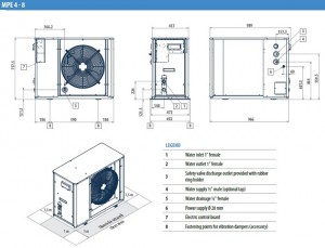 Poza Dimensiuni Chiller aer-apa GALLETTI MPE 5M - 5.09 kW - racire