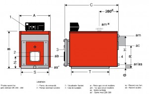 Poza Dimensiuni Cazan otel cu focar presurizat ARCA CALDAIE MK