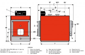 Poza Dimensiuni Cazan otel cu focar presurizat ARCA CALDAIE PRK