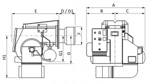 Poza Dimensiuni Arzator CLU ECOFLAM OILFLAM