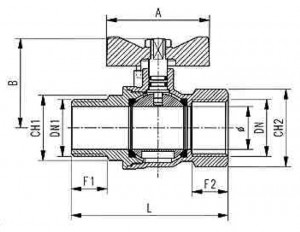 Poza Schema Robinet sferic pt gaz AIRAGA AIR333F 3/4' FI-FE