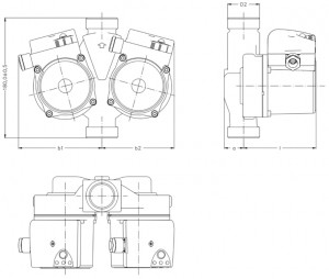 Poza Dimensiuni Pompa de circulatie IMP PUMPS NMTD PLUS 32/60-180