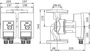 Poza Dimensiuni Pompa de circulatie Wilo Yonos Maxo D 65/0,5-16-PN10