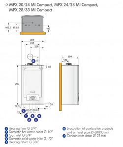 Poza Dimensiuni Centrala termica in condensatie DE Dietrich MPX 20/24 MI COMPACT
