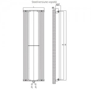 Poza Radiator vertical cu oglinda Radox Vertica C Mirror - dimensiuni