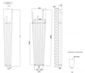 Poza Calorifer decorativ Radox Fan alb - dimensiuni
