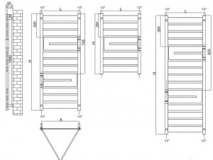 Poza Calorifer decorativ Radox Apollo Flexi - dimensiuni