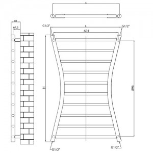 Poza Calorifer decorativ Radox Clepsy - dimensiuni