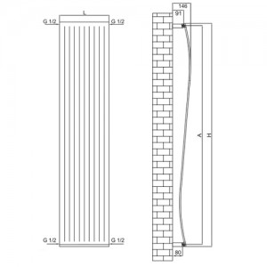 Poza Calorifer decorativ Radox Wave - dimensiuni