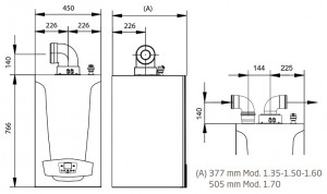 Poza Dimensiuni Centrala termica in condensare Baxi Luna Duo-Tec MP+ 1.35 34 kW numai incalzire 