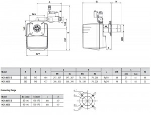 Poza Dimensiuni Arzator gaz 1 treapta ELCO VG 1.40 E h3/8' - Rp1/2' KL