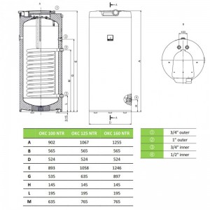 Poza Boiler indirect cu o serpentina DRAZICE OKC NTR - dimensiuni