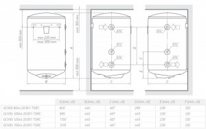 Poza Dimensiuni Boiler termoelectric Tesy 150 litri - GCV9S 1504420 B11 TSRCP - serpentina extinsa