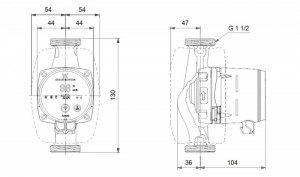 Poza Dimensiuni Pompa de circulatie Grundfos Alpha3 25-60 130