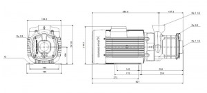 Poza Dimensiuni Grup de pompare GRUNDFOS HYDRO MPC-ED /P 3CR 10-12 3x400/50 DL