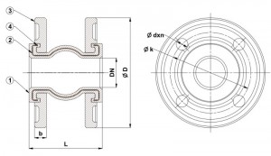 Poza Racord antivibrant cu flanse PN 16 DN 65 - dimensiuni