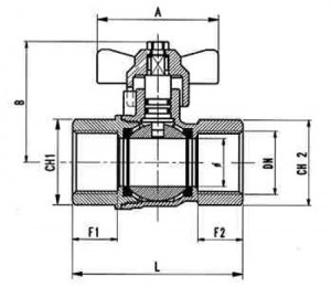 Poza Robinet sferic pt gaz AIRAGA AIR331F PN16 - 3/4 FI-FI- dimensiuni