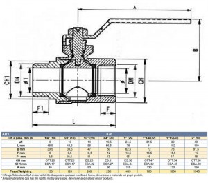 Poza AIRAGA 876 PN 16 FI-FE DN 15 ( 1/2 ) - dimensiuni