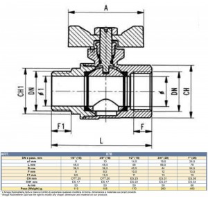 Poza AIRAGA 878 PN 16 FI-FE DN 10 ( 3/8 ) - dimensiuni