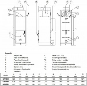 Poza Centrala termica pe porumb ARCA GRANOLA MANUALA - dimensiuni