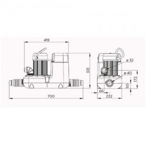 Poza Pompa pentru ape uzate SFA SANICOM 1 - 1300 W COM1 - dimensiuni