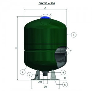 Poza Vas de expansiune multifunctional Elbi DP - dimensiuni