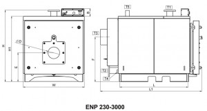 Poza Dimensiuni Cazan pe combustibil gazos-lichid Thermostahl ENERSAVE ENP 500