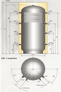 Poza Puffer cu o serpentina -acumulator apa calda - Austria Email PSR - dimensiuni