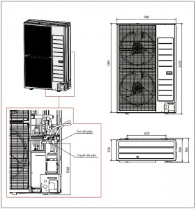 Poza Pompa de caldura aer-apa sistem hibrid Immergas Magis Combo 16 Plus V2 T - 16 kW - dimensiuni unitate externa