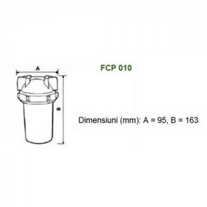 Poza Filtru de sedimente cu cartus NOBEL FCP 010 1/2 0.9 m³/h - dimensiuni
