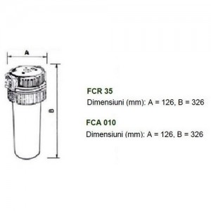 Poza Filtru de sedimente cu cartus NOBEL FCA 010 3/4 0.3 m³/h - dimensiuni
