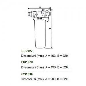 Poza Filtru de sedimente cu cartus NOBEL FCP 070 1 4 m³/h - dimensiuni