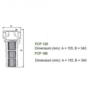 Poza Filtru de sedimente cu cartus NOBEL FCP 180 2 15 m³/h - dimensiuni