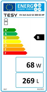 Poza Clasa energetica Boiler indirect cu 2 serpentine marite pentru pompe de caldura TESY EV 2x5 2x12 S2 300 65 HP - 300 litri