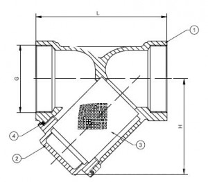 Poza Filtru Y alama DUYAR PN16 1/2 - schema
