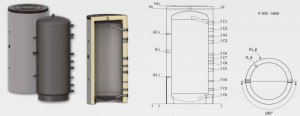 Poza Dimensiuni Puffer - Acumulator apa calda izolat Burnit Sunsystem P 300